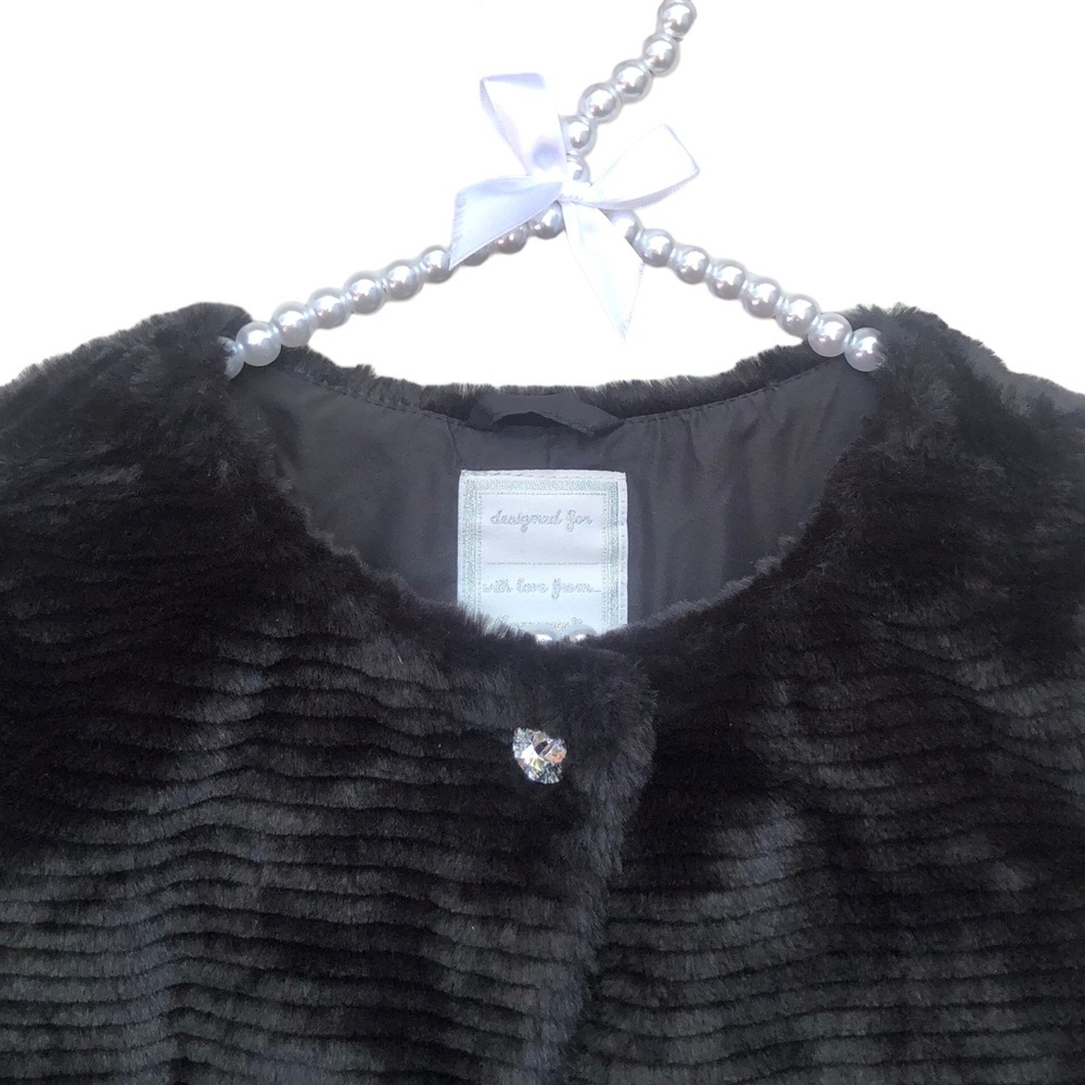 Gymboree Faux Fur Black Capelet size 14 - Picture 3 of 7